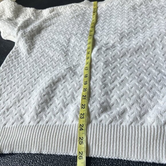 Men’s VTG White Cable Knit Cardigan sz M Cotton US Made Fisherman Preppy Y2K 90s - Picture 9 of 9